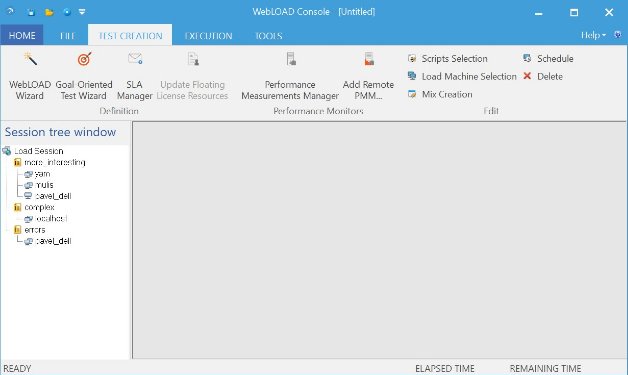WebLOAD Console Main Window