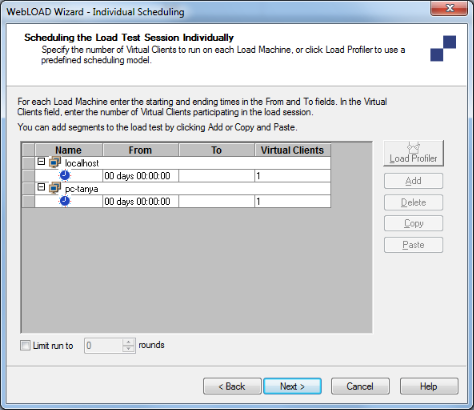 Individual Scheduling Dialog Box