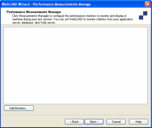 Performance Measurements Manage Dialog Box