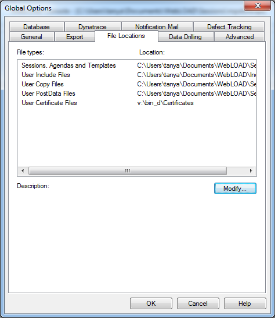 Global Options File Locations Tab
