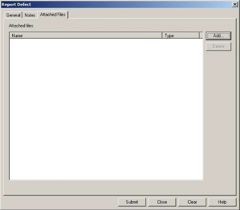 Report Defect – Attached Files