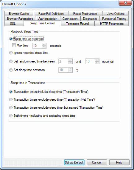 Current Session Options Sleep Time Control Tab