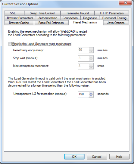 Current Session Options Reset Mechanism Tab
