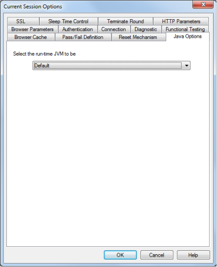Current Session Options Java Options Tab
