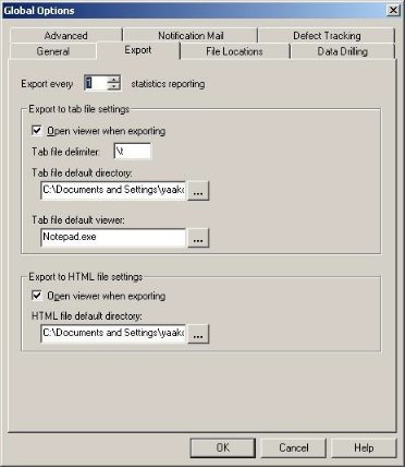 Global Options Export Tab