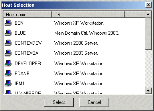 Host Selection Dialog Box