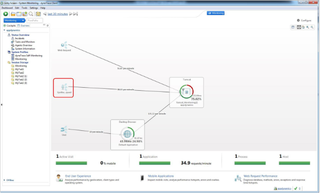 Selecting the Synthetic Request Node in Dynatrace