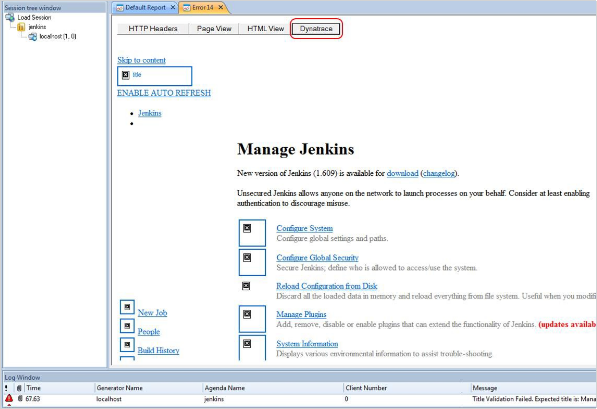 Selecting Dynatrace in the Event Viewer