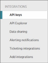 New Relic – selecting the API Keys option