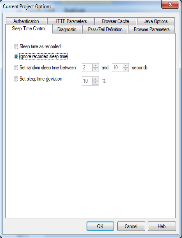 Current Project Options Dialog Box