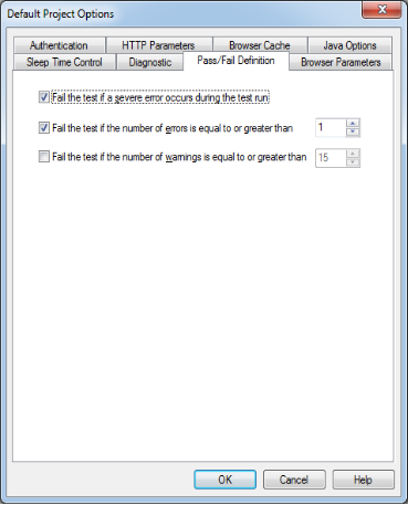 Pass/Fail Definition Tab