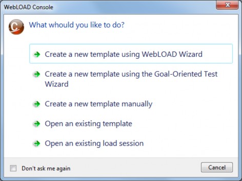 WebLOAD Recorder Dialog Box
