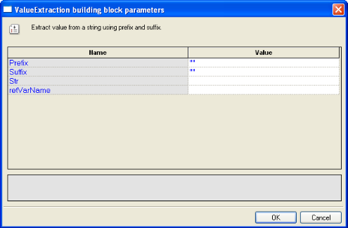 Value Extraction Building Block Parameters Dialog Box
