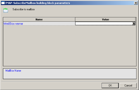 IMA-SubscribeMailbox Building Block Parameters Dialog Box