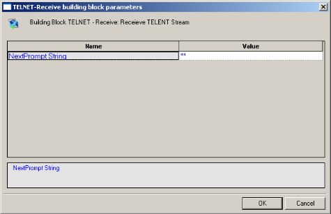 TELNET-Receive Building Block Parameters Dialog Box