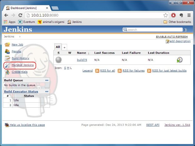 Selecting Manage Jenkins