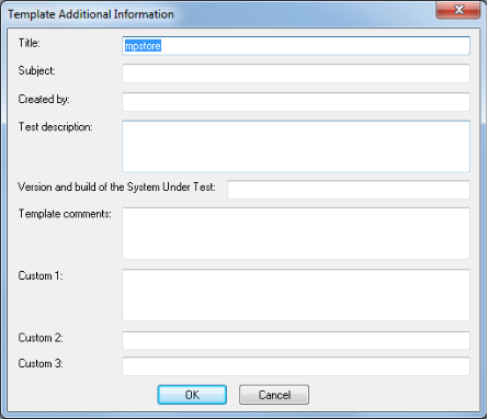 Template Additional Information Dialog Box
