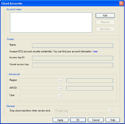 Cloud Accounts Dialog Box