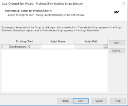 Probing Client Machine Script Selection Dialog Box