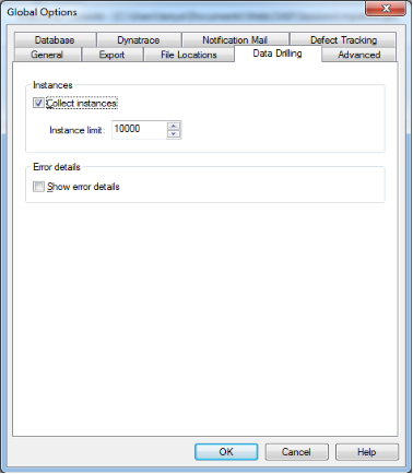 Global Options Data Drilling Tab