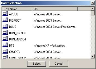 Host Selection Dialog Box