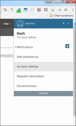 New Relic – selecting Account Settings