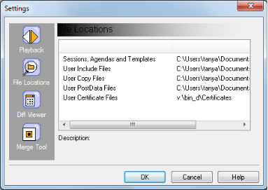 Settings Dialog Box with File Validation Test
