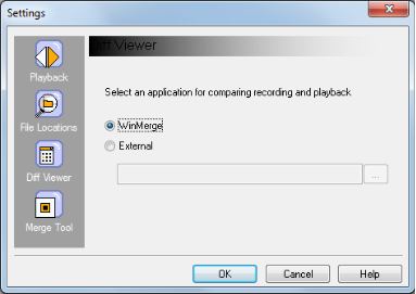 Settings Dialog Box with Diff Viewer Options