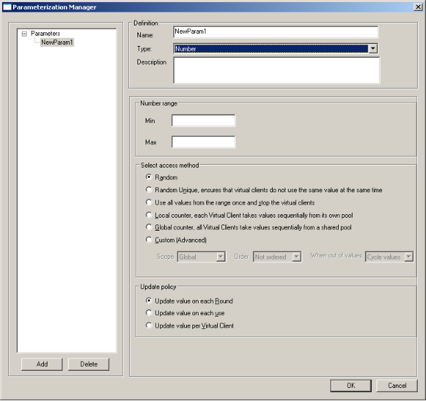 Parameterization Manager – Number Dialog Box
