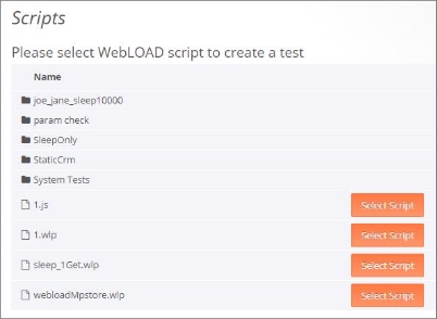 Selecting a script in the Scripts page
