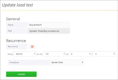 Editing a template load test