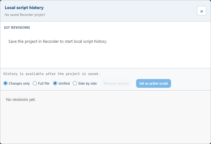 History requires a saved Recorder project