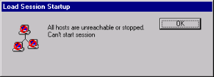 All Hosts Are Unreachable or Stopped Error Message Box