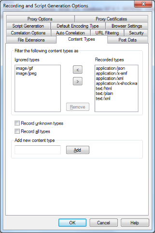 Content Types Tab
