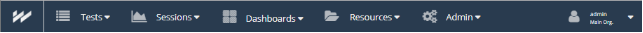WebLOAD Dashboard menu bar