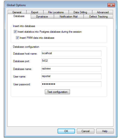 Database Tab