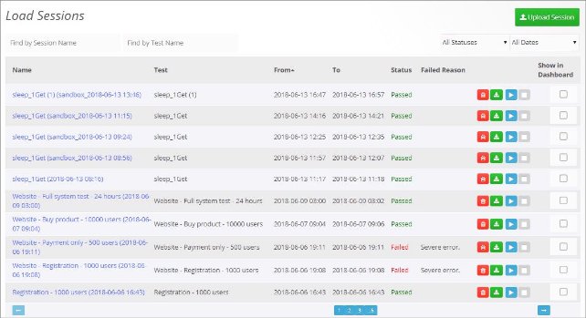 Load Sessions page 