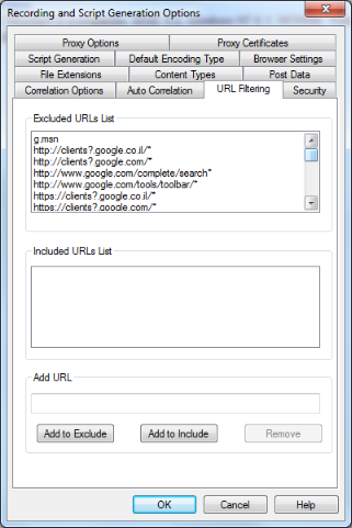 URL Filtering Tab